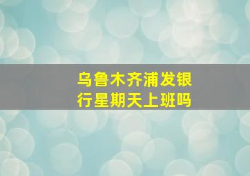 乌鲁木齐浦发银行星期天上班吗