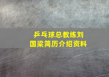 乒乓球总教练刘国梁简历介绍资料