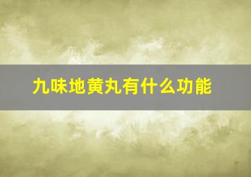 九味地黄丸有什么功能