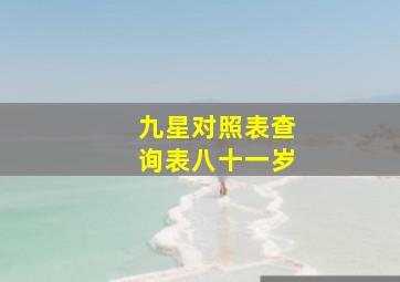 九星对照表查询表八十一岁