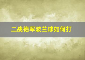 二战德军波兰球如何打