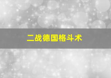 二战德国格斗术