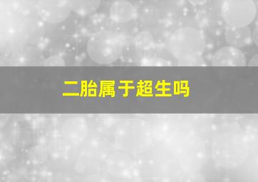 二胎属于超生吗