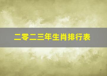 二零二三年生肖排行表