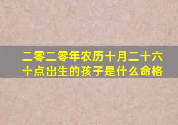 二零二零年农历十月二十六十点出生的孩子是什么命格