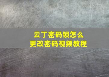 云丁密码锁怎么更改密码视频教程