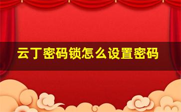 云丁密码锁怎么设置密码