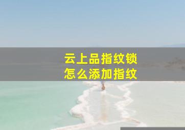 云上品指纹锁怎么添加指纹