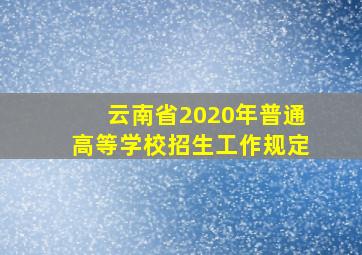 云南省2020年普通高等学校招生工作规定