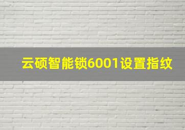 云硕智能锁6001设置指纹