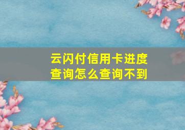 云闪付信用卡进度查询怎么查询不到