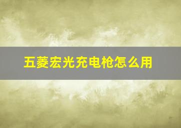 五菱宏光充电枪怎么用