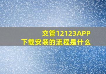 交管12123APP下载安装的流程是什么