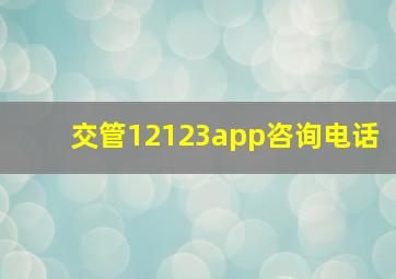 交管12123app咨询电话