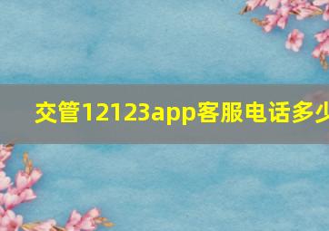 交管12123app客服电话多少