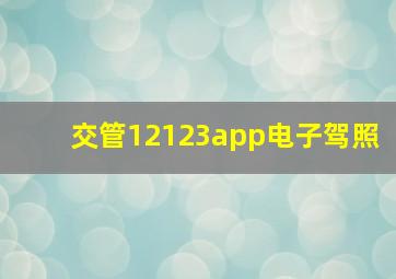 交管12123app电子驾照