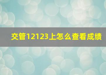 交管12123上怎么查看成绩