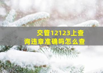 交管12123上查询违章准确吗怎么查