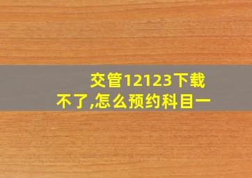 交管12123下载不了,怎么预约科目一