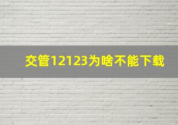 交管12123为啥不能下载