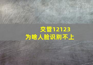 交管12123为啥人脸识别不上