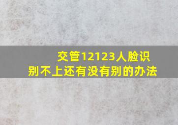 交管12123人脸识别不上还有没有别的办法