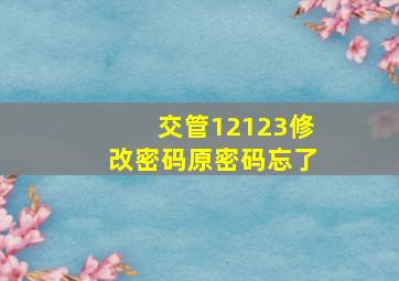 交管12123修改密码原密码忘了