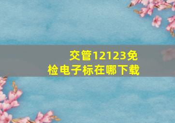 交管12123免检电子标在哪下载