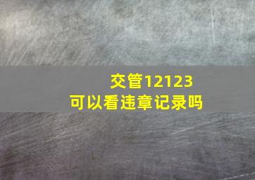 交管12123可以看违章记录吗