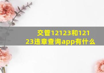 交管12123和12123违章查询app有什么