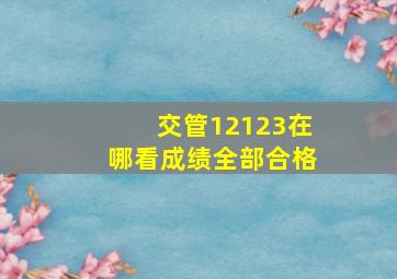 交管12123在哪看成绩全部合格