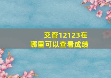 交管12123在哪里可以查看成绩