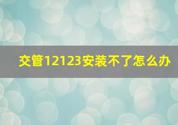 交管12123安装不了怎么办