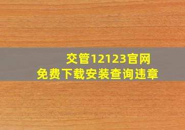 交管12123官网免费下载安装查询违章