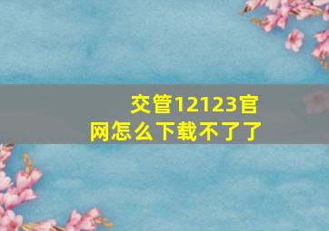 交管12123官网怎么下载不了了