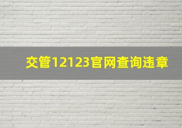 交管12123官网查询违章