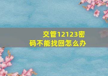 交管12123密码不能找回怎么办