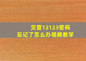 交管12123密码忘记了怎么办视频教学