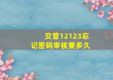 交管12123忘记密码审核要多久