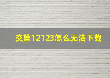 交管12123怎么无法下载