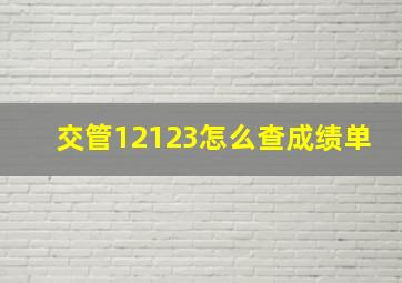 交管12123怎么查成绩单