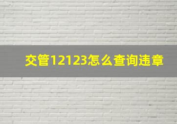 交管12123怎么查询违章