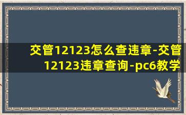 交管12123怎么查违章-交管12123违章查询-pc6教学