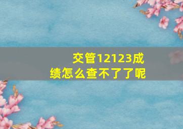 交管12123成绩怎么查不了了呢