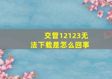 交管12123无法下载是怎么回事