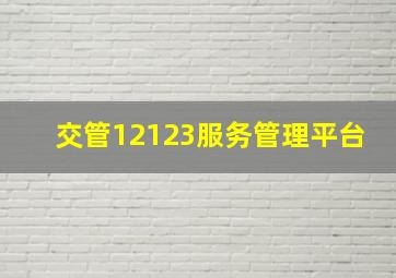 交管12123服务管理平台