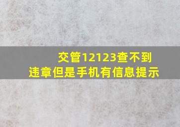 交管12123查不到违章但是手机有信息提示