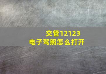 交管12123电子驾照怎么打开