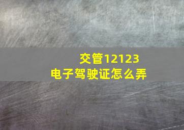 交管12123电子驾驶证怎么弄