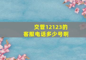 交管12123的客服电话多少号啊